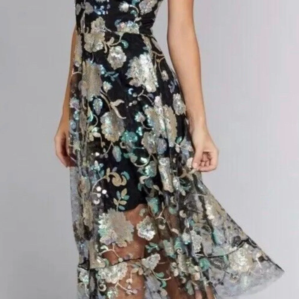 Dress The population Sequin Embroidered Floral Midi Black Dress S - Picture 3 of 10